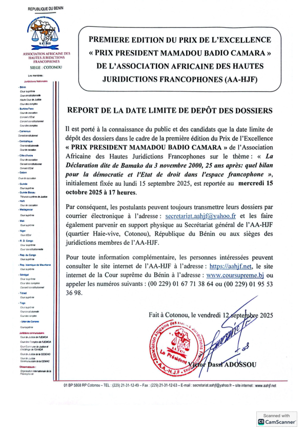 Communiqué report prix de lexcellence A 001