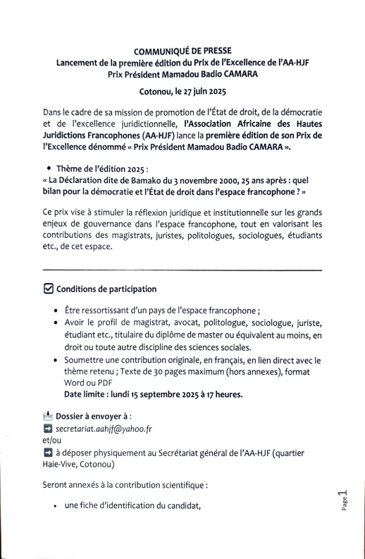 Communiqué De Presse AA HJF 001